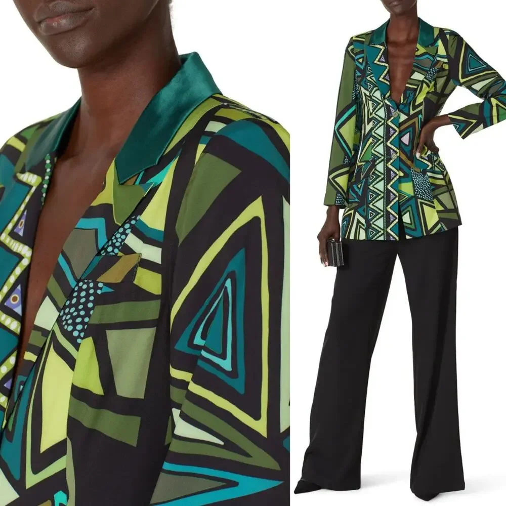 Kahindo Green Tuxedo Jacket Wearable Art Gallerycore Blazer Mini Dress, S EUC